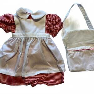 18” doll Red and White Striped Dress with Matching Bag